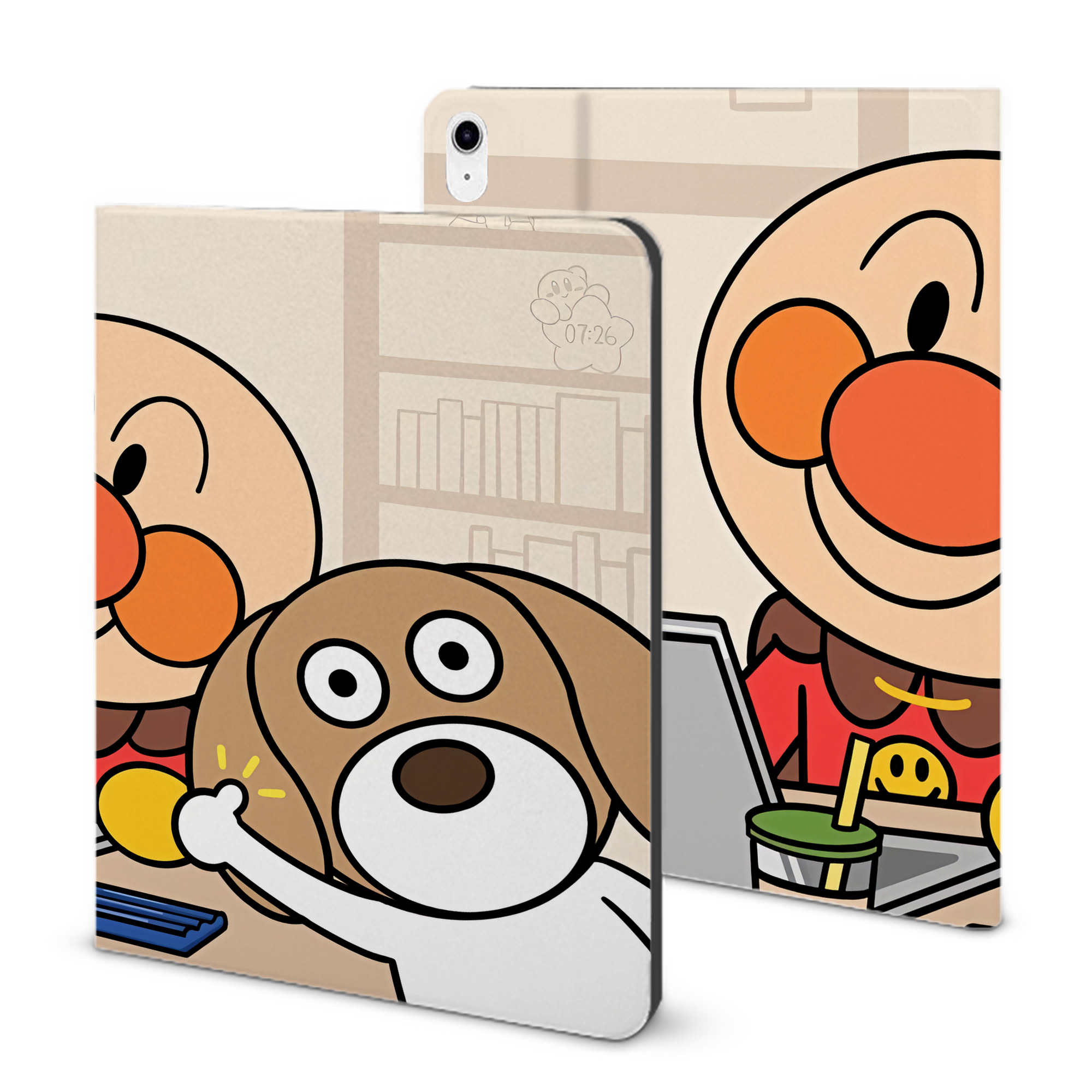 （画像用） アンパンマン Anpanman IPad ケース ブック型 PUレザー TPU 耐衝撃 軽量 薄型 ペン収納なし 全面保護 IPad 各モデル対応